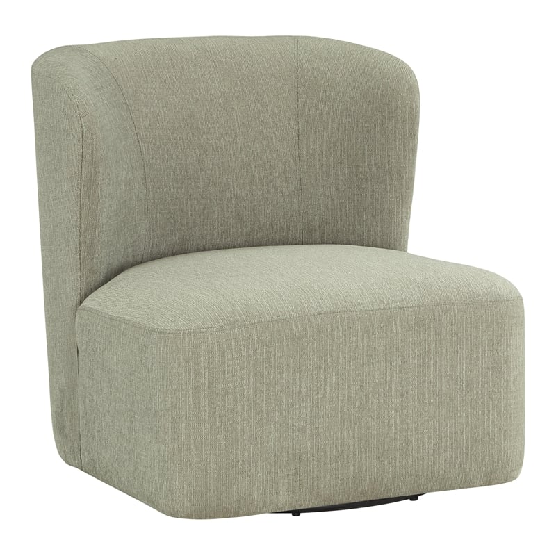 Scranton & Co Modern Barrel Swivel Accent Chair in Morning Fog Fabric