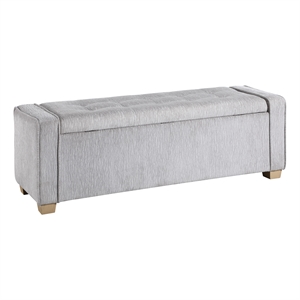 Scranton & Co Button Tufted Storage Bench in Sterling Sands Fabric