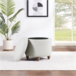 Scranton & Co Round Storage Ottoman in Sherpa Parchment with Oak Legs