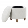 Scranton & Co Round Storage Ottoman in Sherpa Parchment with Oak Legs
