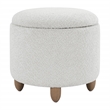Scranton & Co Round Storage Ottoman in Sherpa Parchment with Oak Legs