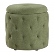 Scranton & Co Moss Green Fabric Round Diamond Tufted Storage Ottoman