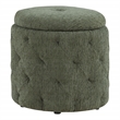 Scranton & Co Moss Green Fabric Round Diamond Tufted Storage Ottoman