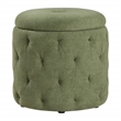 Scranton & Co Moss Green Fabric Round Diamond Tufted Storage Ottoman