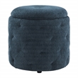 Scranton & Co Round Storage Ottoman in Indigo Fabric with Lift-Off Top