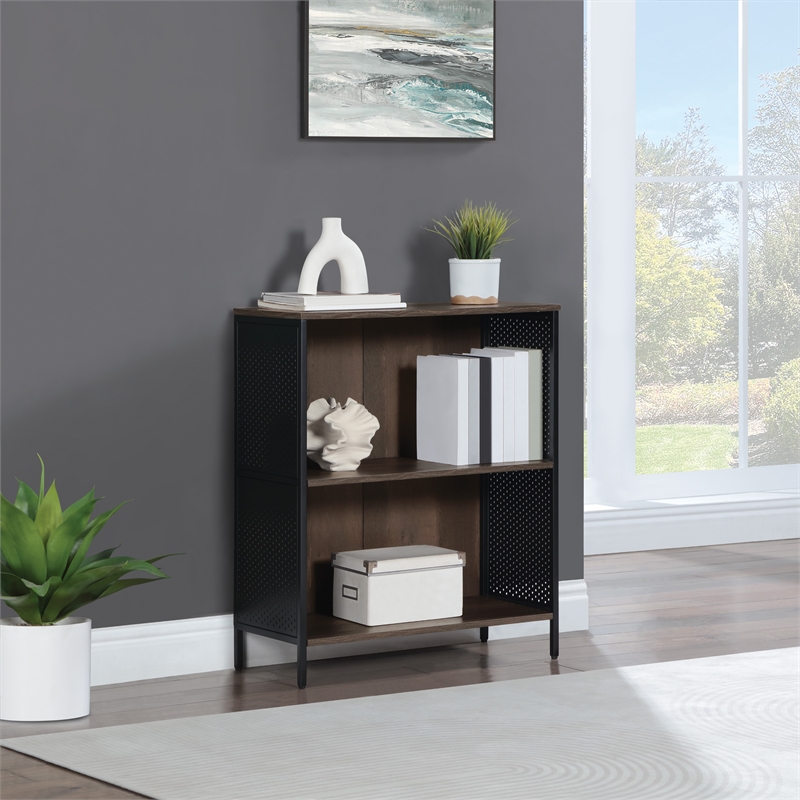 Scranton & Co 2-Shelf Industrial Bookcase in Ozark Ash Wood Finish