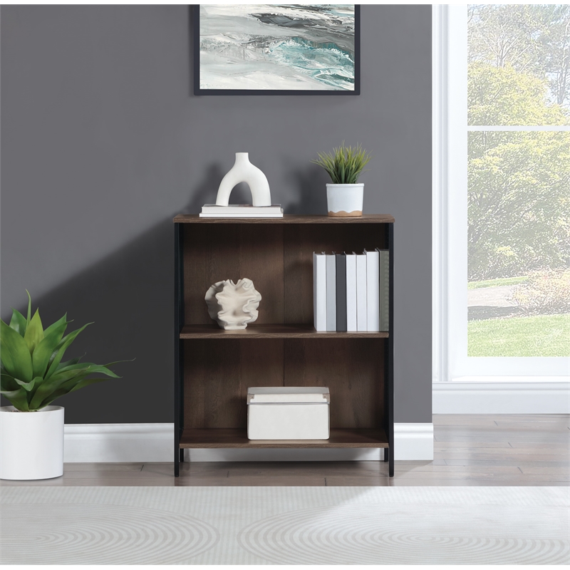 Scranton & Co 2-Shelf Industrial Bookcase in Ozark Ash Wood Finish