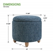 Scranton & Co Round Storage Ottoman in Atlantic Blue with Medium Oak Legs