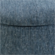Scranton & Co Round Storage Ottoman in Atlantic Blue with Medium Oak Legs