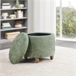 Scranton & Co Round Storage Ottoman in Spring Green with Medium Oak Legs