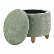 Scranton & Co Round Storage Ottoman in Spring Green with Medium Oak Legs