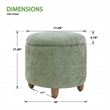 Scranton & Co Round Storage Ottoman in Spring Green with Medium Oak Legs