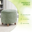 Scranton & Co Round Storage Ottoman in Spring Green with Medium Oak Legs
