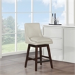 Scranton & Co Cream Faux Leather Swivel Counter Stool with Dark Walnut Legs