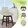 Scranton & Co Cream Faux Leather Swivel Counter Stool with Dark Walnut Legs
