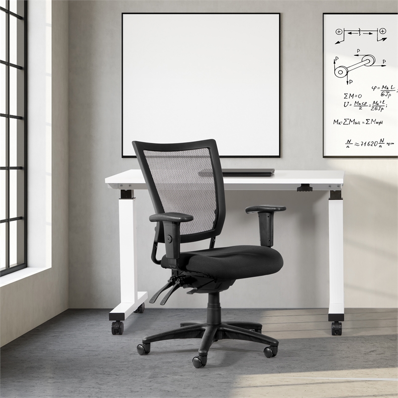 Scranton & Co Mesh Back Task Chair in Black Coal FreeFlex Fabric Seat