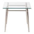 Scranton & Co Glass Square Top End Table in Brushed Nickel Metal Finish