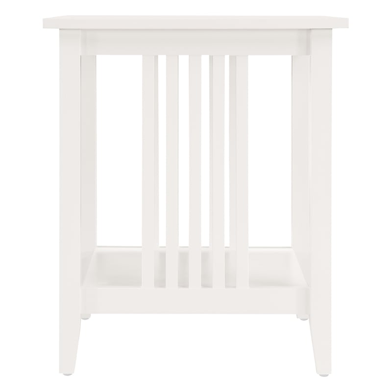 Scranton & Co Mission Style Side Table in White Engineered Wood with Shelf