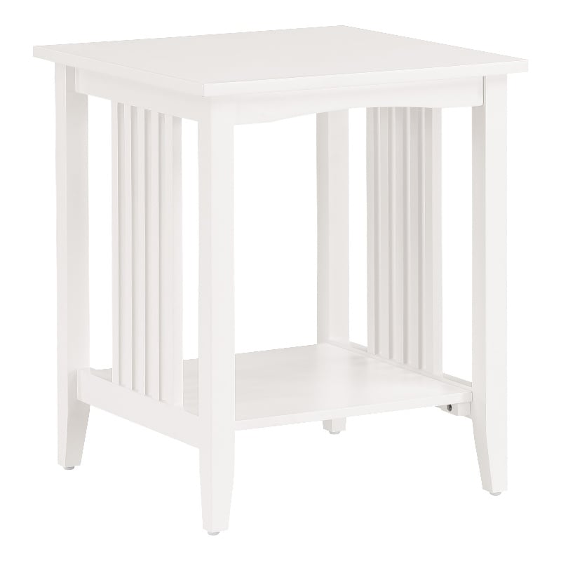 Scranton & Co Mission Style Side Table in White Engineered Wood with Shelf