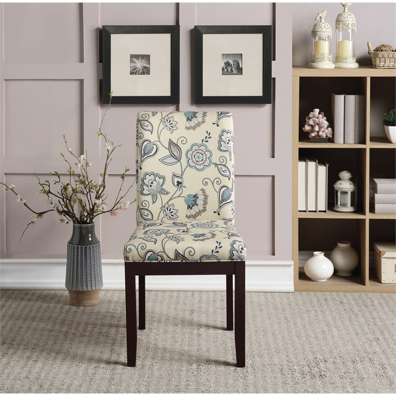 Scranton & Co Parsons Dining Chair in Sky Cream Fabric with Espresso Legs