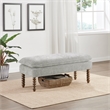 Scranton & Co Pillow Top Bench in Fog Gray Fabric Rustic Brown Legs
