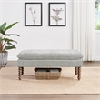 Scranton & Co Pillow Top Bench in Fog Gray Fabric Rustic Brown Legs
