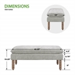 Scranton & Co Pillow Top Bench in Fog Gray Fabric Rustic Brown Legs