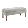 Scranton & Co Pillow Top Bench in Fog Gray Fabric Rustic Brown Legs