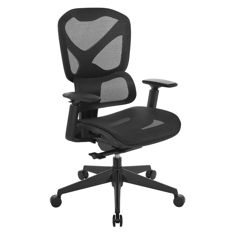 Scranton & Co Black Mesh High Back Manager's Chair with Adjustable Arms