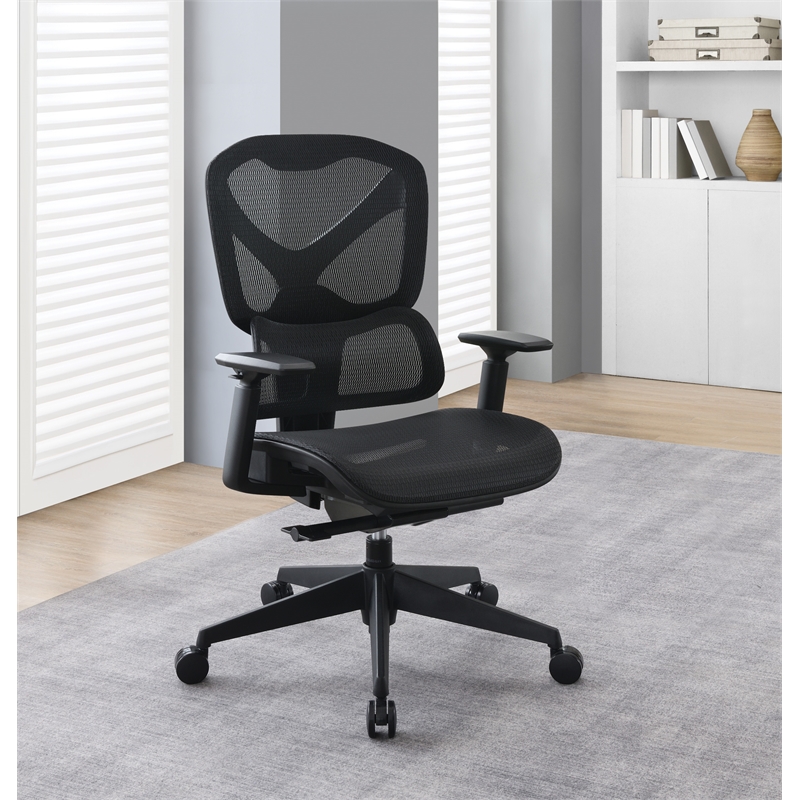 Scranton & Co Black Mesh High Back Manager's Chair with Adjustable Arms