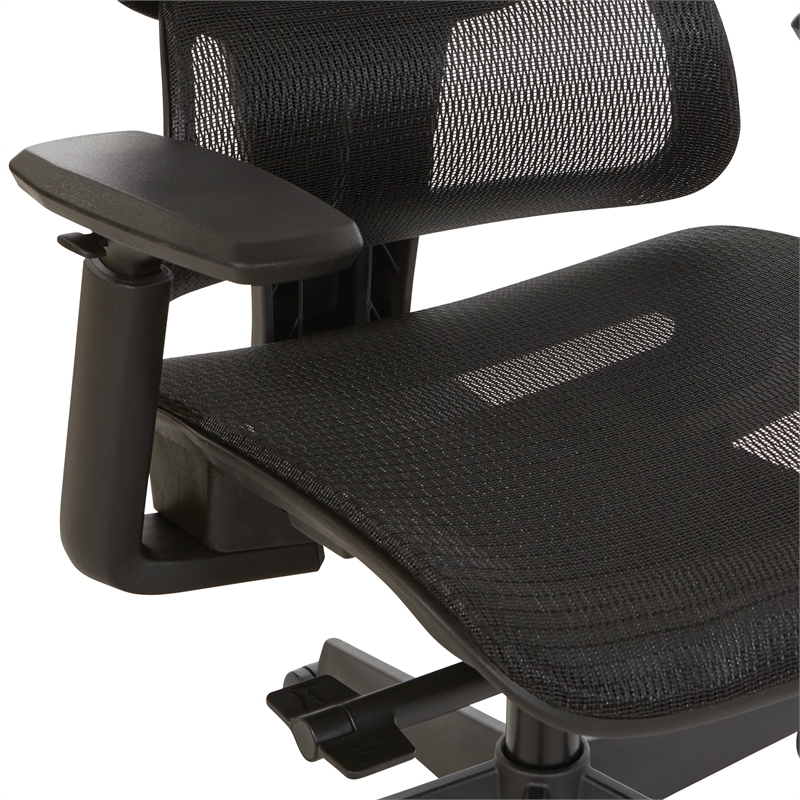 Scranton & Co Black Mesh High Back Chair with Headrest and Adjustable Arms