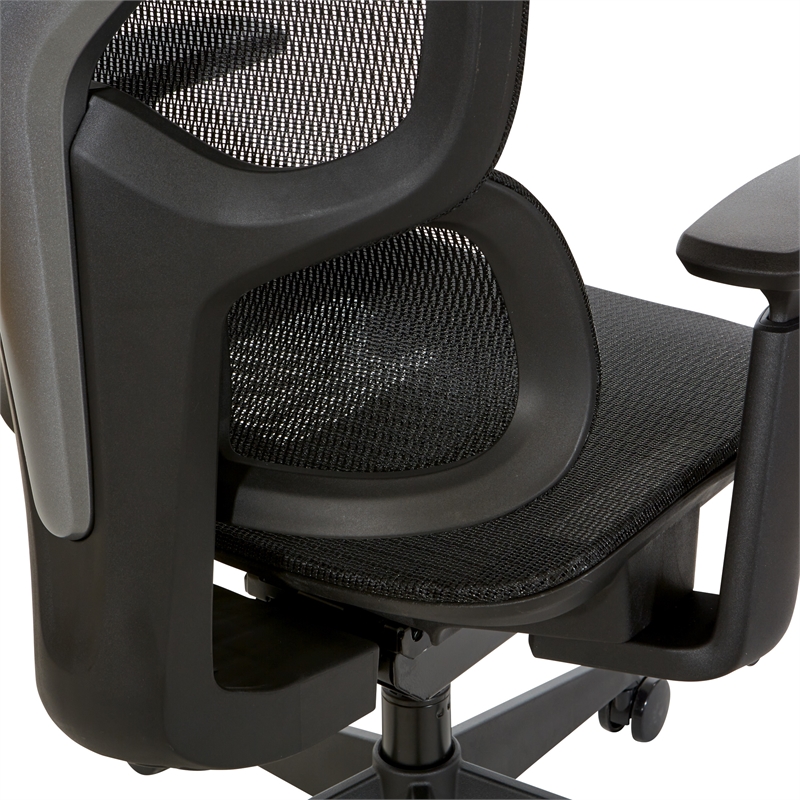 Scranton & Co Black Mesh High Back Chair with Headrest and Adjustable Arms