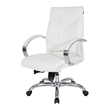 Scranton & Co White Faux Leather Mid Back Executive Chair with Aluminum Base