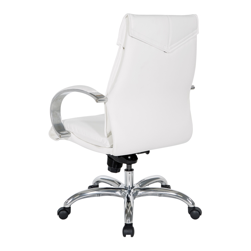 Scranton & Co White Faux Leather Mid Back Executive Chair with Aluminum Base