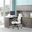 Scranton & Co White Faux Leather Mid Back Executive Chair with Aluminum Base