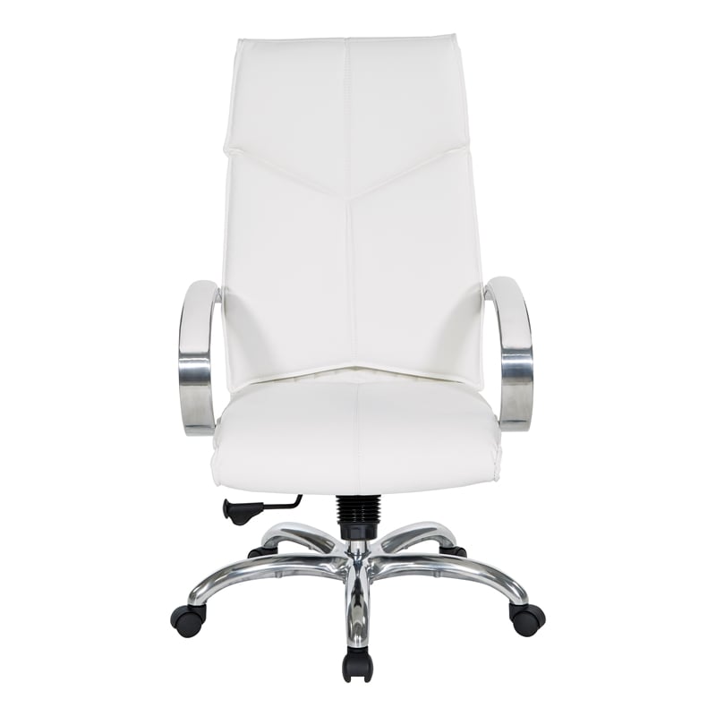 Scranton & Co White Faux Leather High Back Executive Chair with Aluminum Base