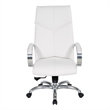 Scranton & Co White Faux Leather High Back Executive Chair with Aluminum Base