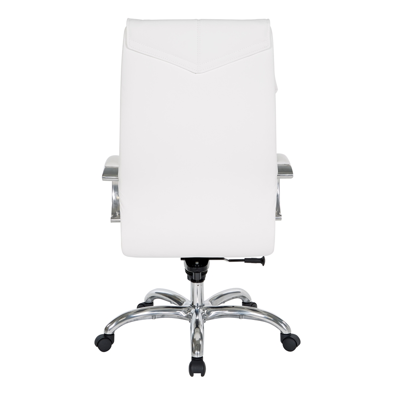 Scranton & Co White Faux Leather High Back Executive Chair with Aluminum Base
