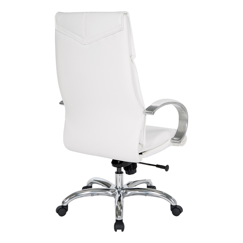 Scranton & Co White Faux Leather High Back Executive Chair with Aluminum Base