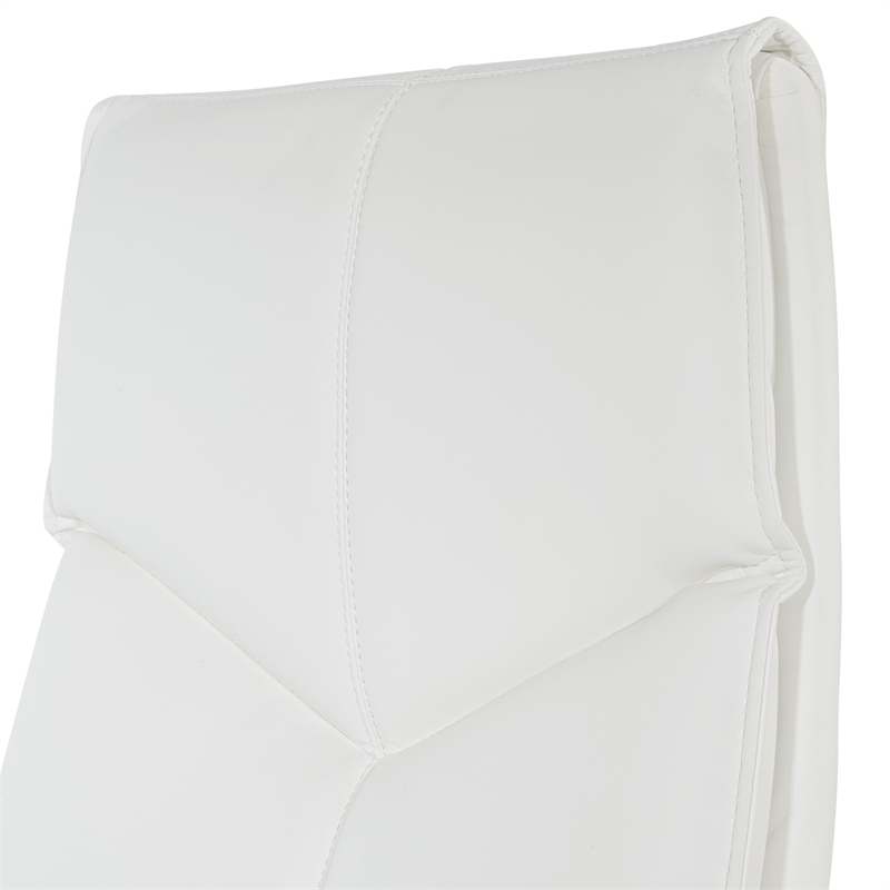 Scranton & Co White Faux Leather High Back Executive Chair with Aluminum Base