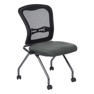Scranton & Co Armless Folding Chair with ProGrid Back 2 Pack in Gray