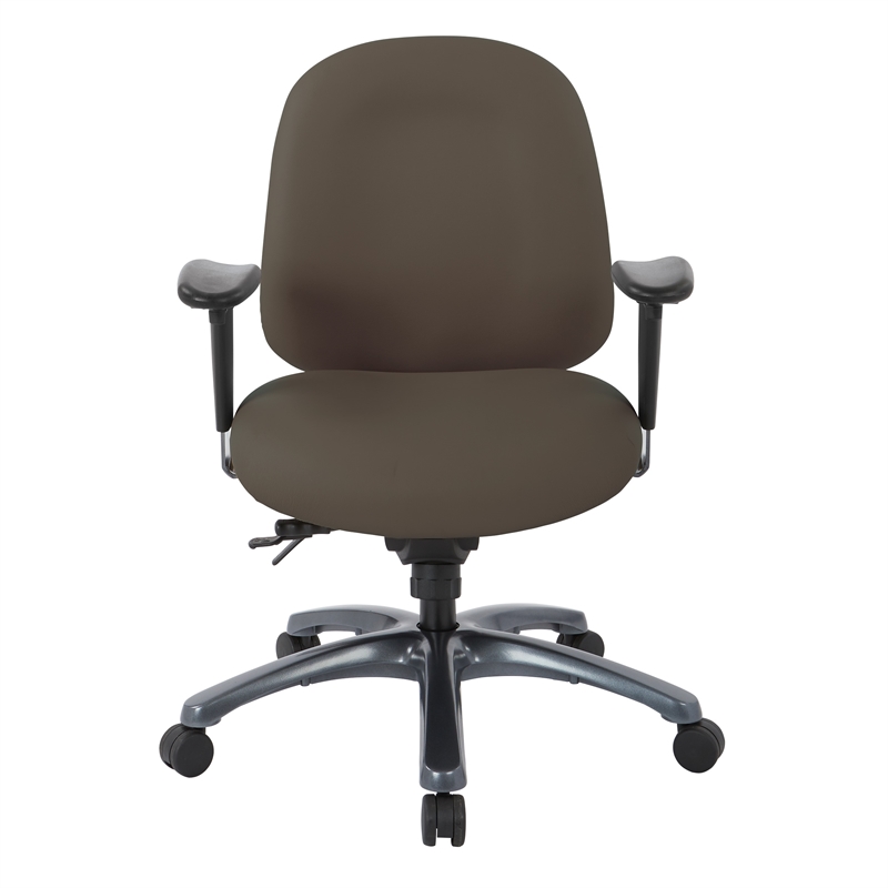 Scranton & Co Multi-Function Mid Back Chair in Brown with Seat Slider