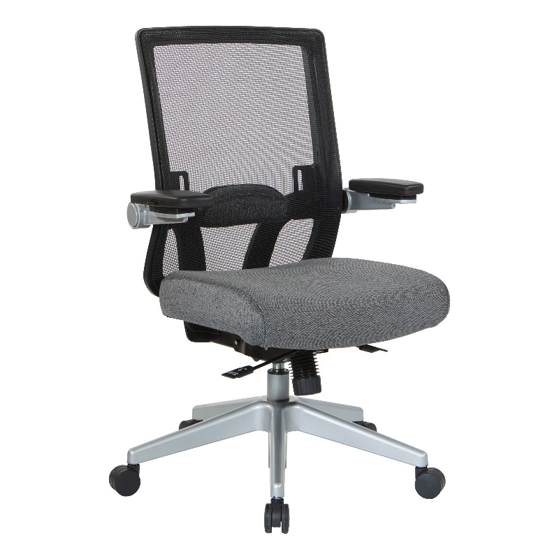 Scranton & Co Breathable Mesh Back Manager's Chair in Charcoal Fabric