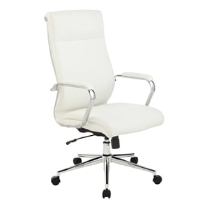 Scranton & Co High Back Office Chair in Snow White Fabric Chrome Base