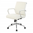Scranton & Co Mid Back Snow White Fabric Manager's Chair with Chrome Base