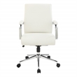 Scranton & Co Mid Back Snow White Fabric Manager's Chair with Chrome Base
