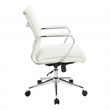 Scranton & Co Mid Back Snow White Fabric Manager's Chair with Chrome Base