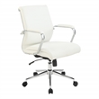 Scranton & Co Mid Back Snow White Fabric Manager's Chair with Chrome Base