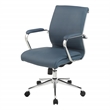 Scranton & Co Mid Back Blue Fabric Manager's Chair with Chrome Base