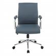 Scranton & Co Mid Back Blue Fabric Manager's Chair with Chrome Base